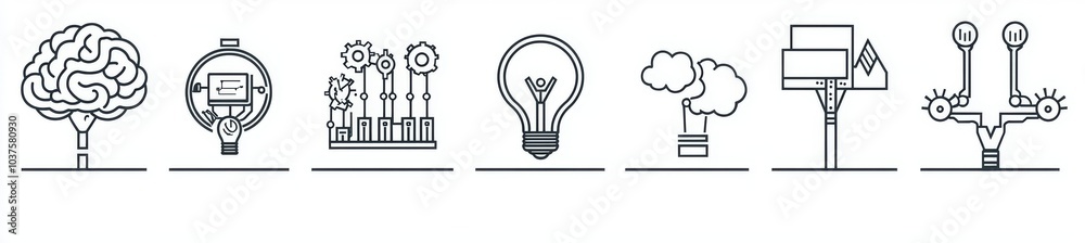 Icons set in line style. Black modern illustration on white background.