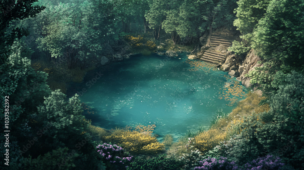 A hidden gem of a lake tucked away in a lush forest, inviting exploration and adventure. A hidden gem of a lake tucked away in a lush forest, inviting exploration and adventure.