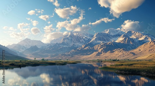 High mountain range in morning time. Beautiful natural landscape 