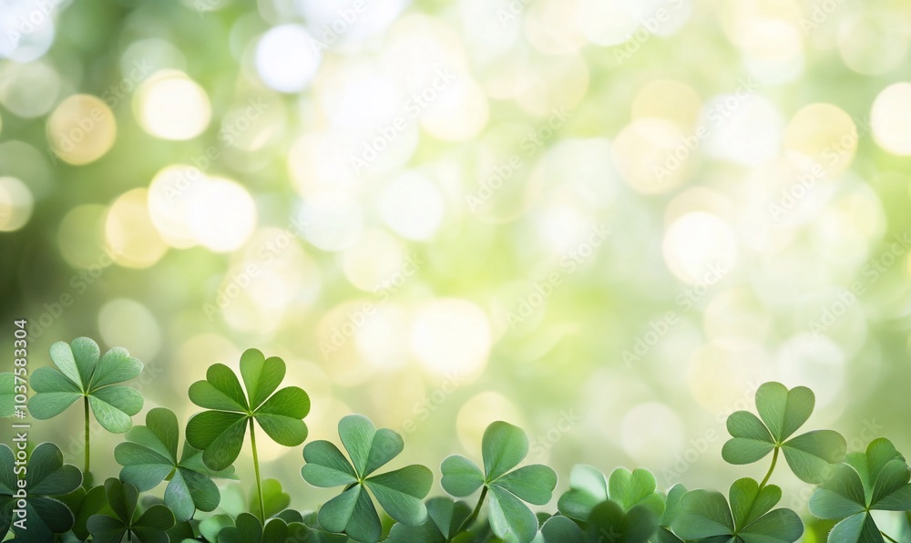 A serene background featuring clovers with a soft, blurred green backdrop. A serene background featuring clovers with a soft, blurred green backdrop.