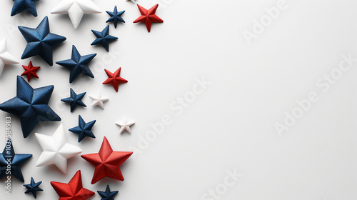 Christmas star decoration vector illustration for holiday celebration with red flag and blue ribbon