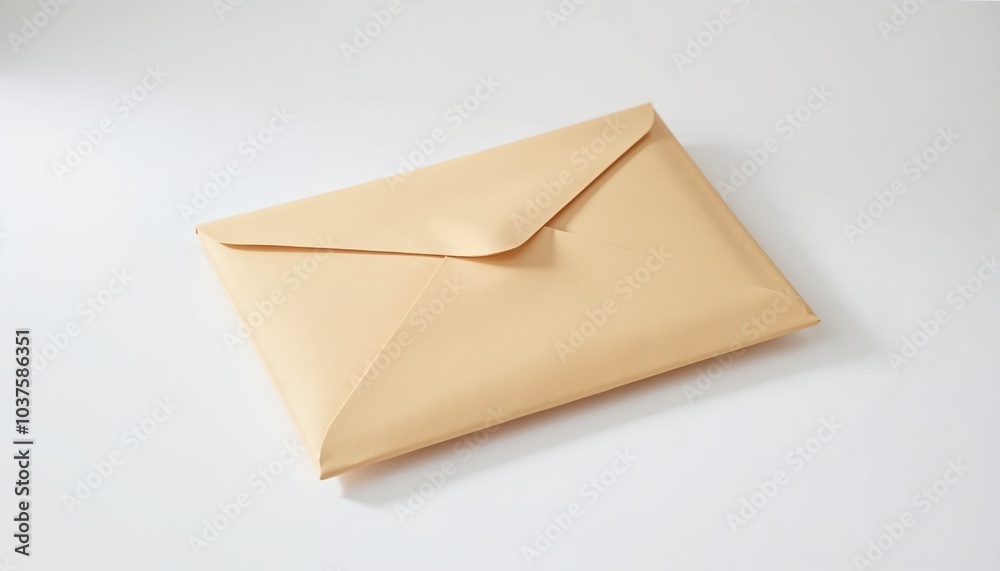 Envelope mockup with blank design in warm color on light background Envelope mockup with blank design in warm color on light background