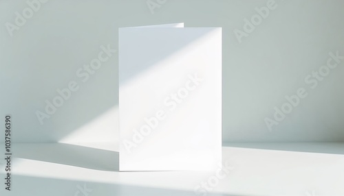 Greeting card mockup with blank design and copy space on light background