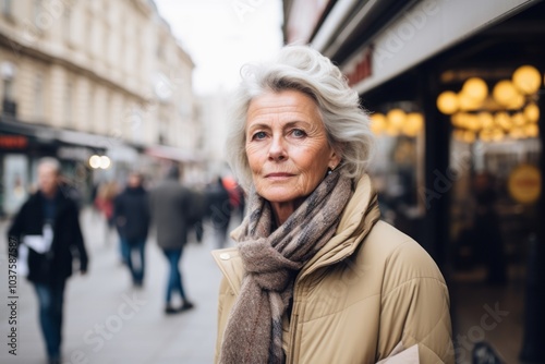 Portrait of senior woman on the street in Paris, France.