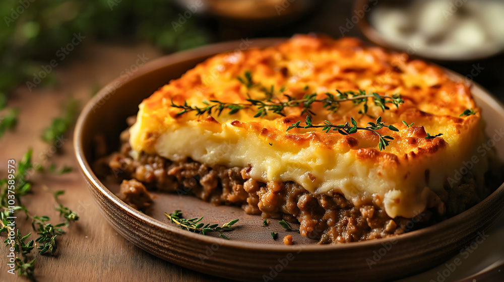 Shepherds pie embodies traditional hearty meal combines meat and potato, lunch dish features baked rustic cuisine, homemade mashed recipe Shepherds pie embodies traditional hearty meal combines meat and potato, lunch dish features baked rustic cuisine, homemade mashed recipe
