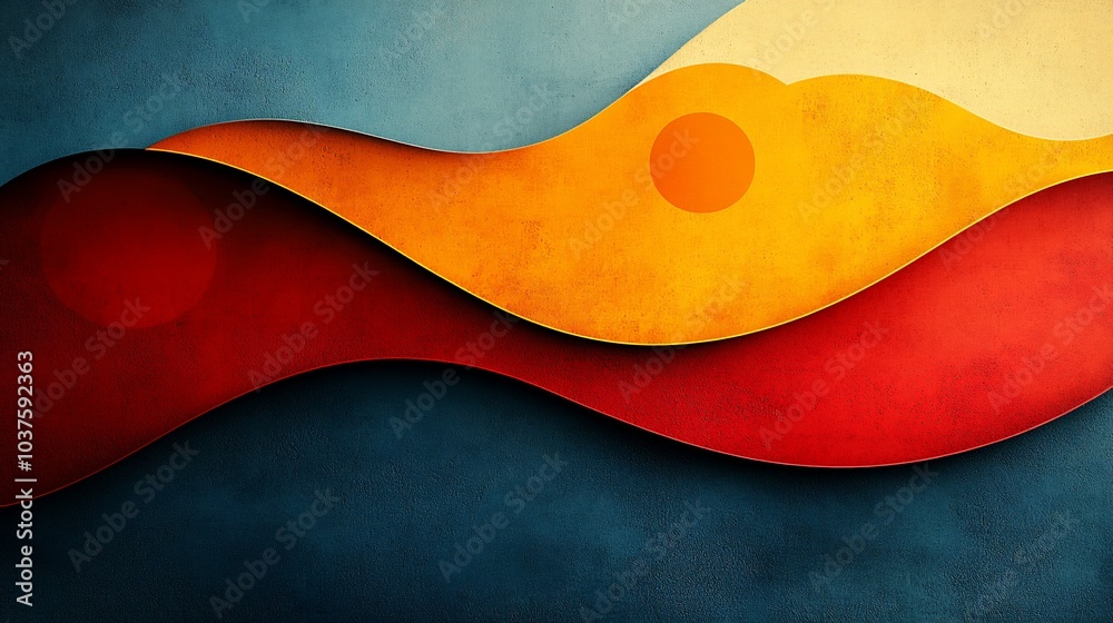 Abstract design with flowing shapes in warm colors against a textured background. Abstract design with flowing shapes in warm colors against a textured background.