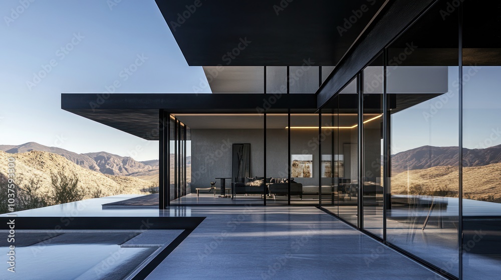 Fototapeta premium Modern Home with Mountain Views