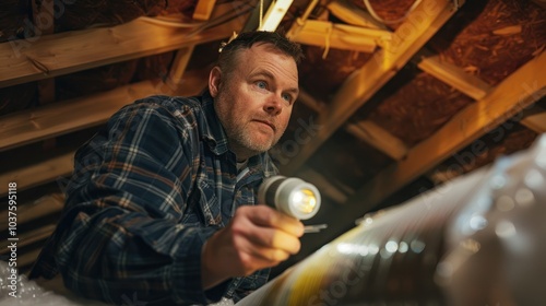Man inspecting the attic