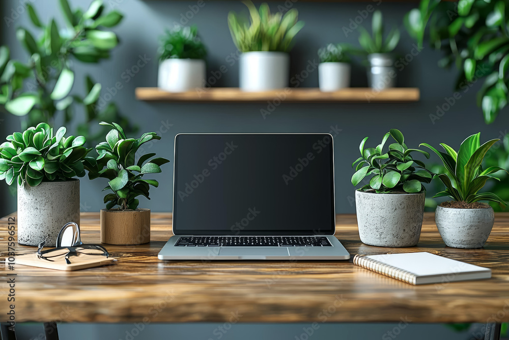 A minimalist workspace with only a laptop and a notebook, designed to enhance focus and reduce distractions. Concept of productivity. A minimalist workspace with only a laptop and a notebook, designed to enhance focus and reduce distractions. Concept of productivity.