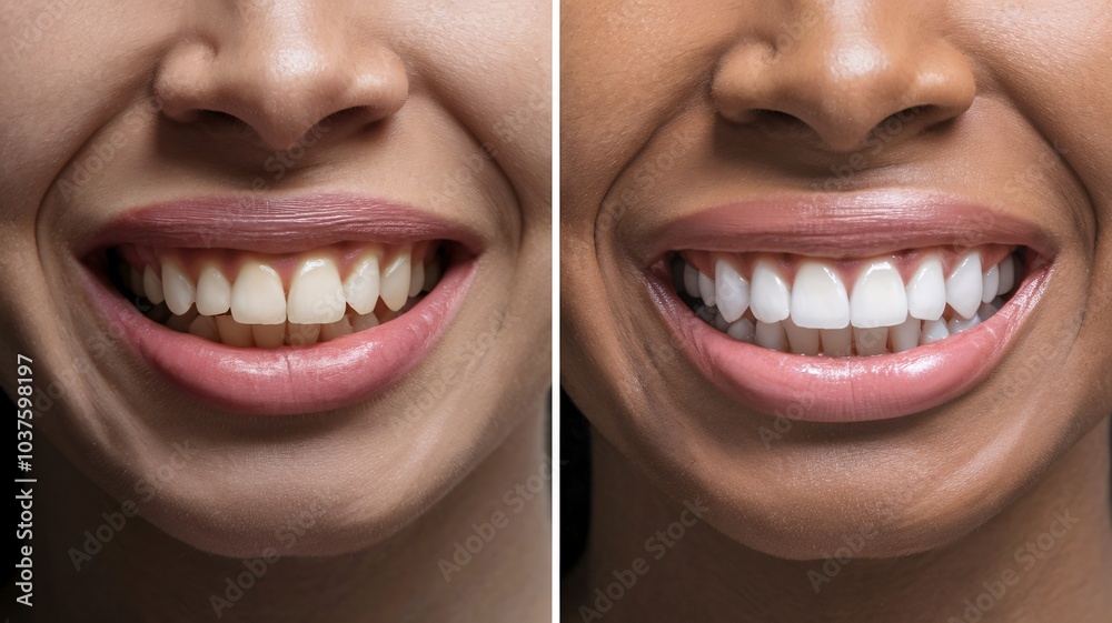 before-and-after photo of a person's smile transformation. before-and-after photo of a person's smile transformation.
