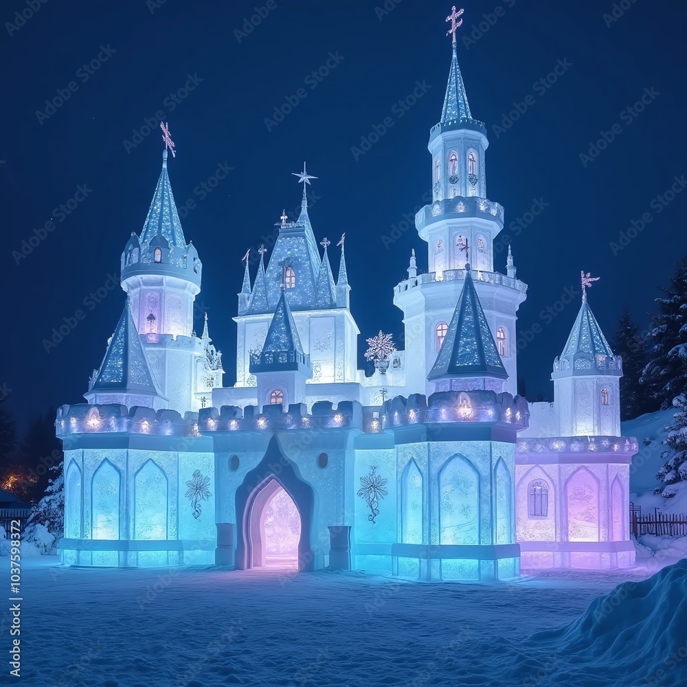 ice castle in the night ice castle in the night