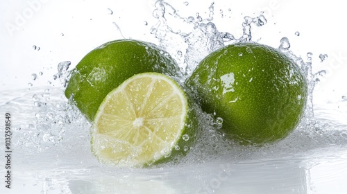 Limes Splashing in Water