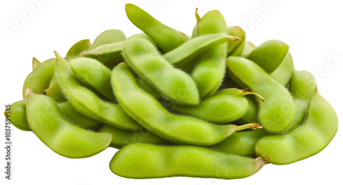 Tender edamame pods isolated, organic green bean and vegetable essence, soy bringing protein rich vegan fare, legume with nutritious fresh vibrant appeal photo