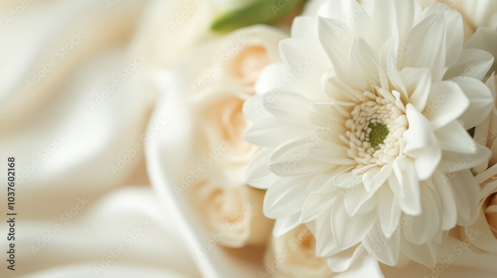 A close-up of delicate white flowers resting gently on smooth satin fabric, creating a serene and elegant visual blend of nature and luxury. A close-up of delicate white flowers resting gently on smooth satin fabric, creating a serene and elegant visual blend of nature and luxury.