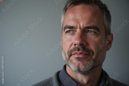 man portrait on gray background