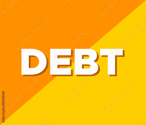 Debt word text banner financial business loan tax concept poster vector illustration 