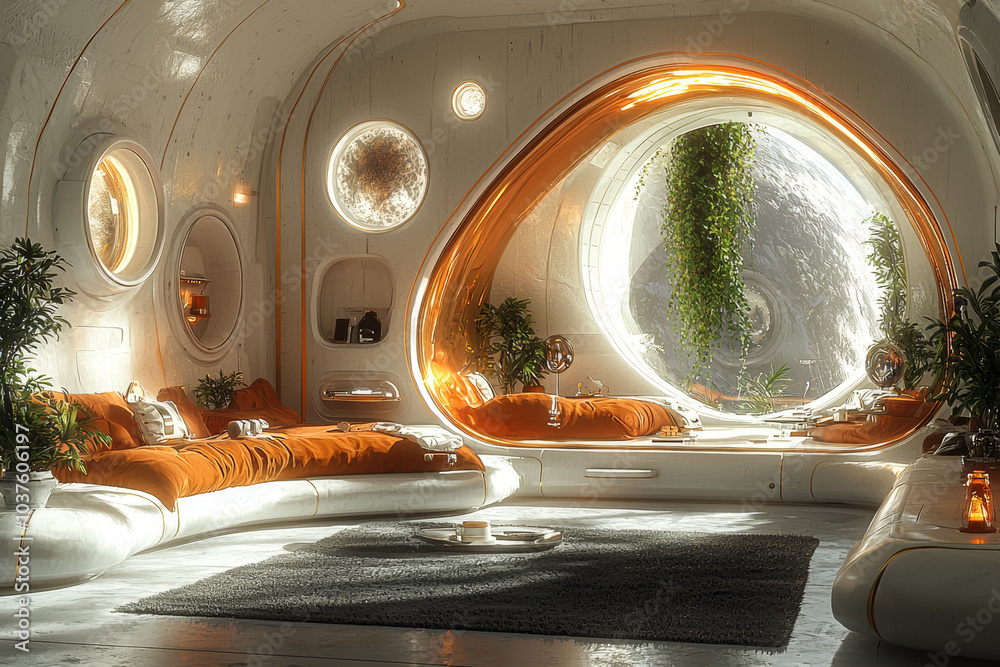 Fototapeta premium A prototype space habitat designed for long-term living, emphasizing innovations in creating sustainable life support systems. Concept of space habitats.