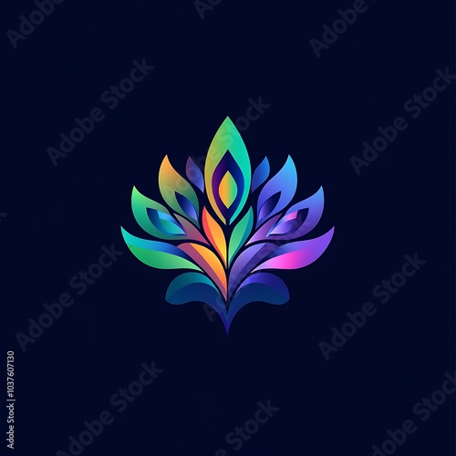 Bold colorful peacock logo with contemporary gradient effects photo