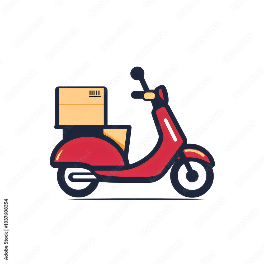 Scooter box and quick logo with fast isolated delivery and swift courier service motorbike icon, simple design with basic transport speed Scooter box and quick logo with fast isolated delivery and swift courier service motorbike icon, simple design with basic transport speed