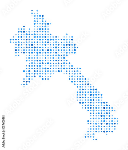 Laos Dot Map. Country Digital Style Shape. Laos vector image. Country shape blue circular dots. Classy vector illustration.