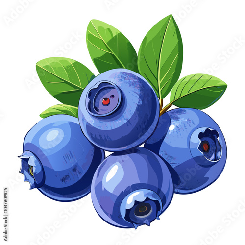 A close-up image of fresh, ripe blueberries with vibrant blue skin and green leaves. Perfect for illustrating healthy eating, natural flavors, or the beauty of nature.