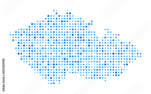 Czech Republic Dot Map. Country digital style shape. Czech Republic vector image. Country shape blue circular dots. Beautiful vector illustration.