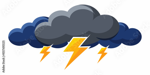 A cartoon illustration of a stormy sky with dark clouds and lightning bolts. Perfect for weather-related designs, educational materials, or adding a dramatic touch to your projects.