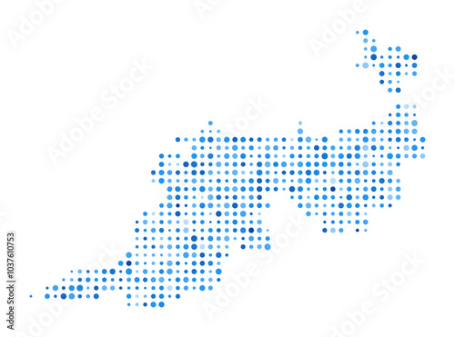 Guana Island Dot Map. Island digital style shape. Guana Island vector image. Island shape blue circular dots. Stylish vector illustration.