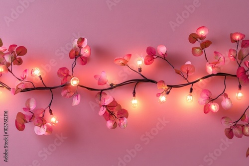 Pink Floral String Lights on Pink Wall: Contemporary Decor Inspiration