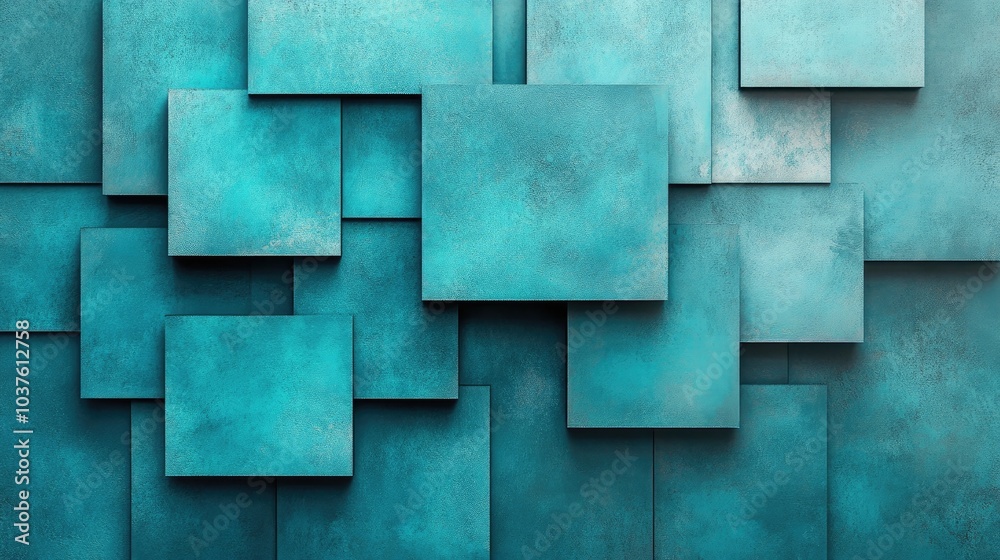 Abstract Turquoise Textured Squares - Modern Geometric Art Background Abstract Turquoise Textured Squares - Modern Geometric Art Background