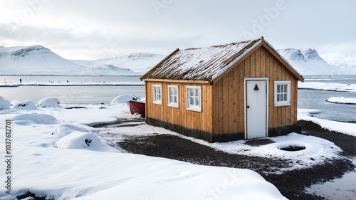 a wooden house in the far north, a wooden hut in the vast expanse of the world