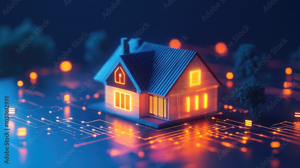 Smart Home Technology: A House Illuminated with Futuristic Circuitry and Digital Connectivity Smart Home Technology: A House Illuminated with Futuristic Circuitry and Digital Connectivity