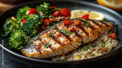 Grilled salmon with quinoa and broccoli a healthy delight