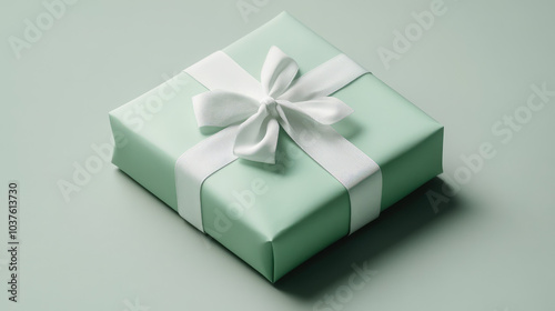 3d rendering christmas green stage with white ribbon , used as background of the product presentation 