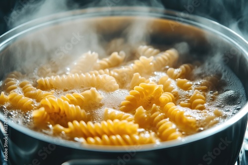 Close-Up of Fresh Pasta Boiling in Water