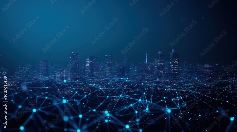 Cityscape with Network Connections Cityscape with Network Connections