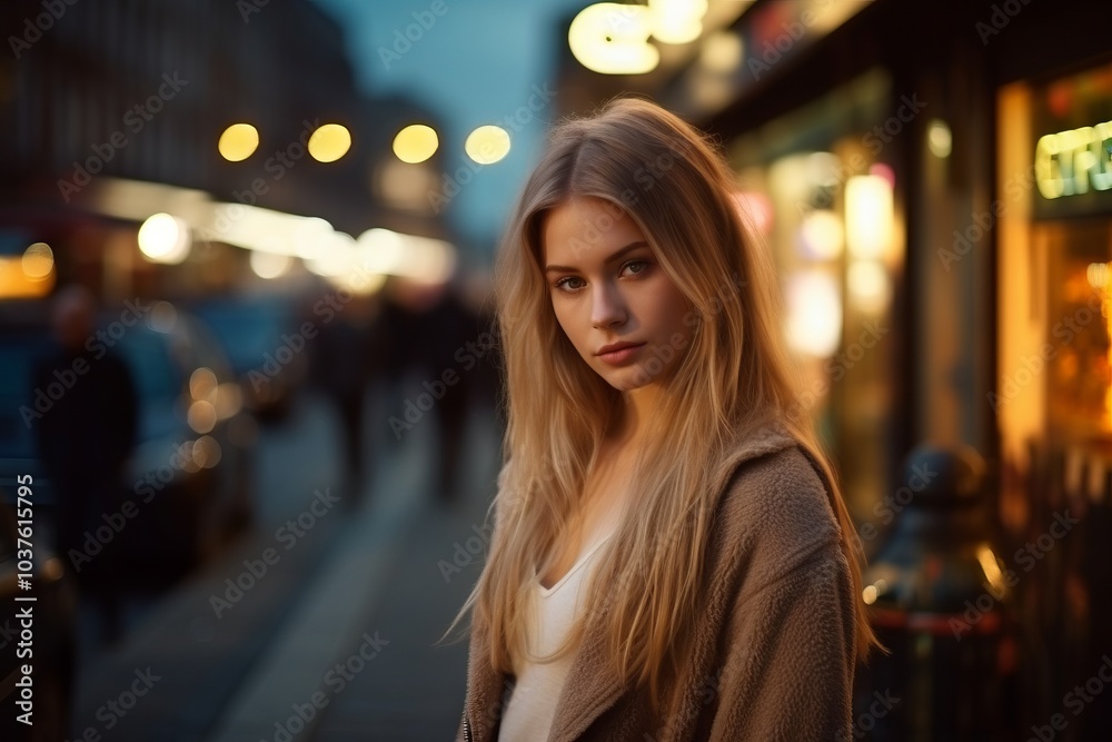 Portrait of a beautiful young woman in the city at night. Portrait of a beautiful young woman in the city at night.