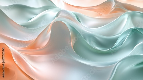 Wallpaper Mural A serene journey through flowing shapes in mint green and rose gold evokes a calming atmosphere of elegance and tranquility Torontodigital.ca