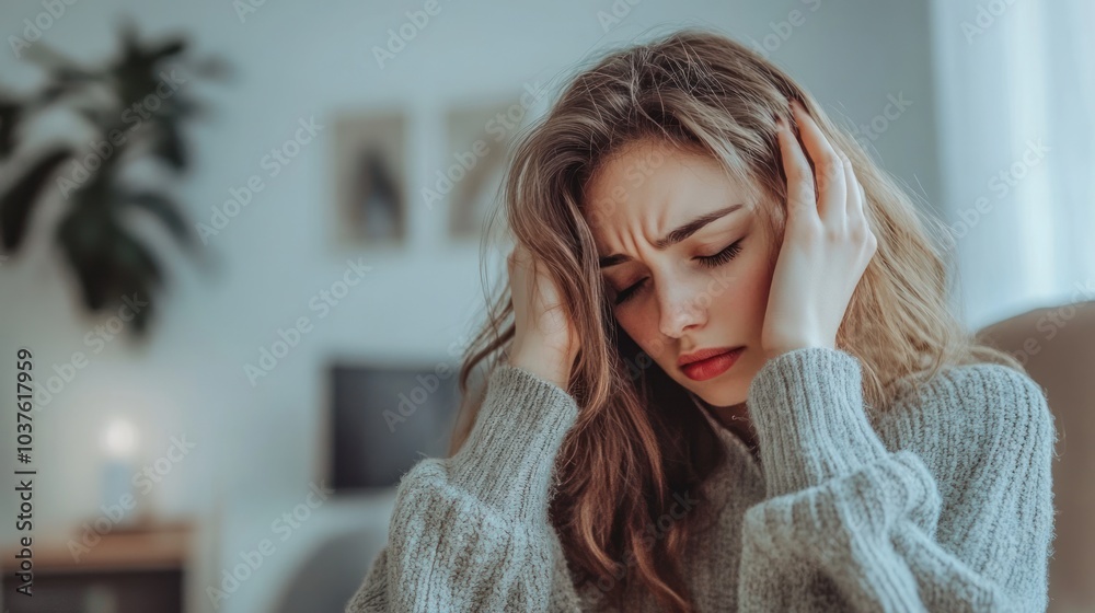 Woman Experiencing Headache or Stress Woman Experiencing Headache or Stress
