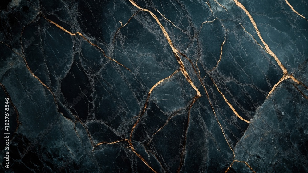 A close-up view of dark marble with golden veins and intricate patterns. A close-up view of dark marble with golden veins and intricate patterns.