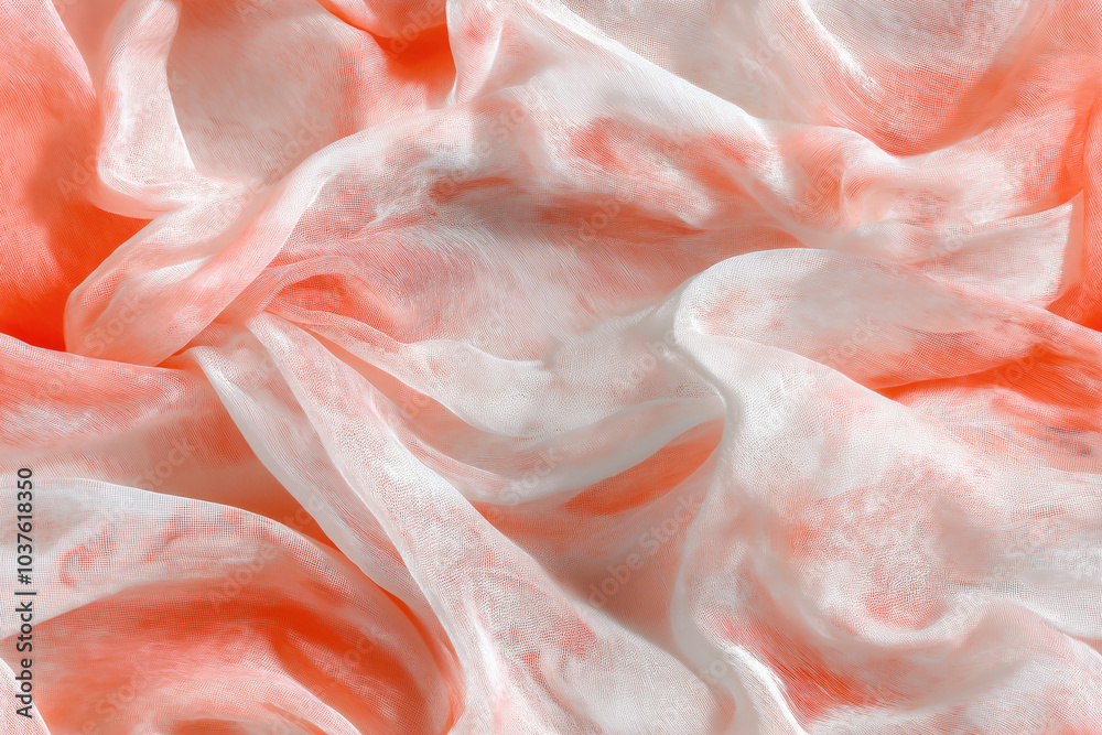 Seamless pattern featuring lightweight chiffon fabric with a soft peach and white gradient, creating a flowing and elegant textile texture. Seamless pattern featuring lightweight chiffon fabric with a soft peach and white gradient, creating a flowing and elegant textile texture.