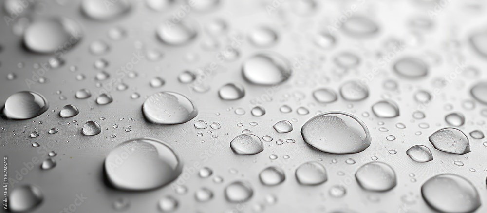 Close-up of water droplets on a smooth surface. Close-up of water droplets on a smooth surface.
