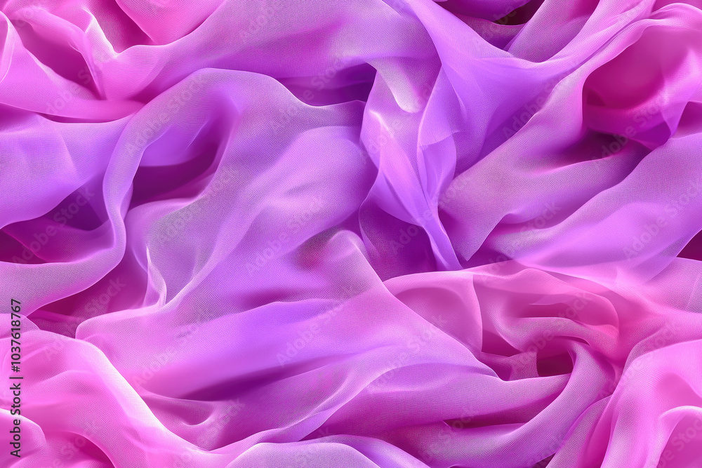 Obraz premium A seamless pattern featuring lightweight chiffon fabric in shades of pink and purple, with a flowing and airy appearance, creating a delicate and elegant background ideal for decorative, fashion, and