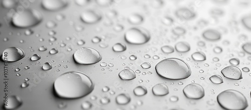 Close-up of water droplets on a smooth surface.