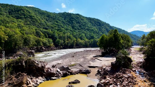 Embreeville, TN Nolichucky River aftter Hurricane Helene. 4K photo