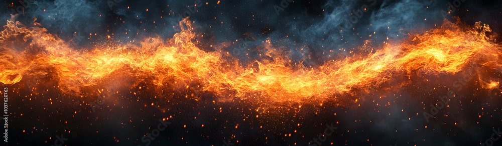 Abstract Fiery Wave on a Dark Background with Dynamic Light and Smoky Textures Abstract Fiery Wave on a Dark Background with Dynamic Light and Smoky Textures