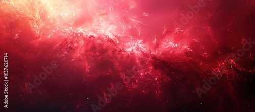 Red and yellow abstract nebula background with small white stars.