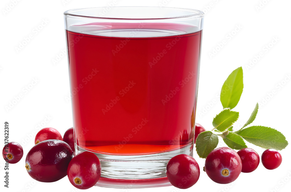 Vibrant cranberry juice drink, refreshing beverage red glass, invigorating detox isolated antioxidant, pure fresh refreshment, natural seasonal elixir