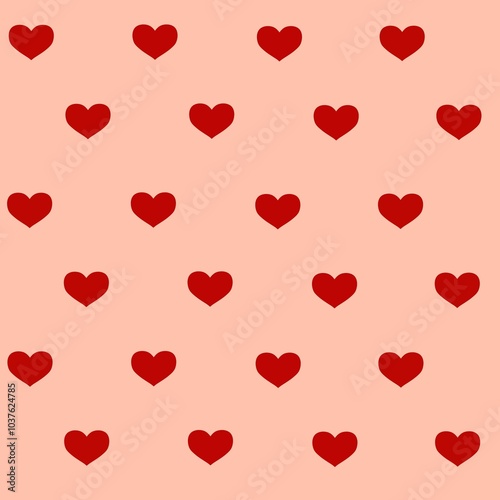 Valentine day seamless pattern with red hearts