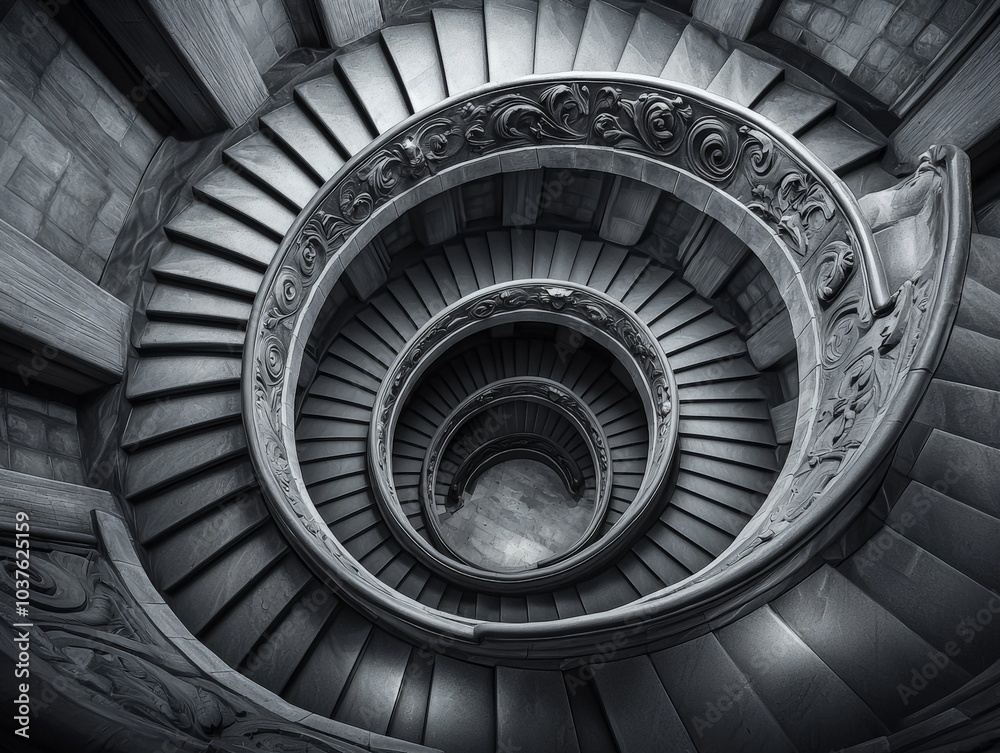 Fototapeta premium Majestic Spiral Staircase Inside Old Building